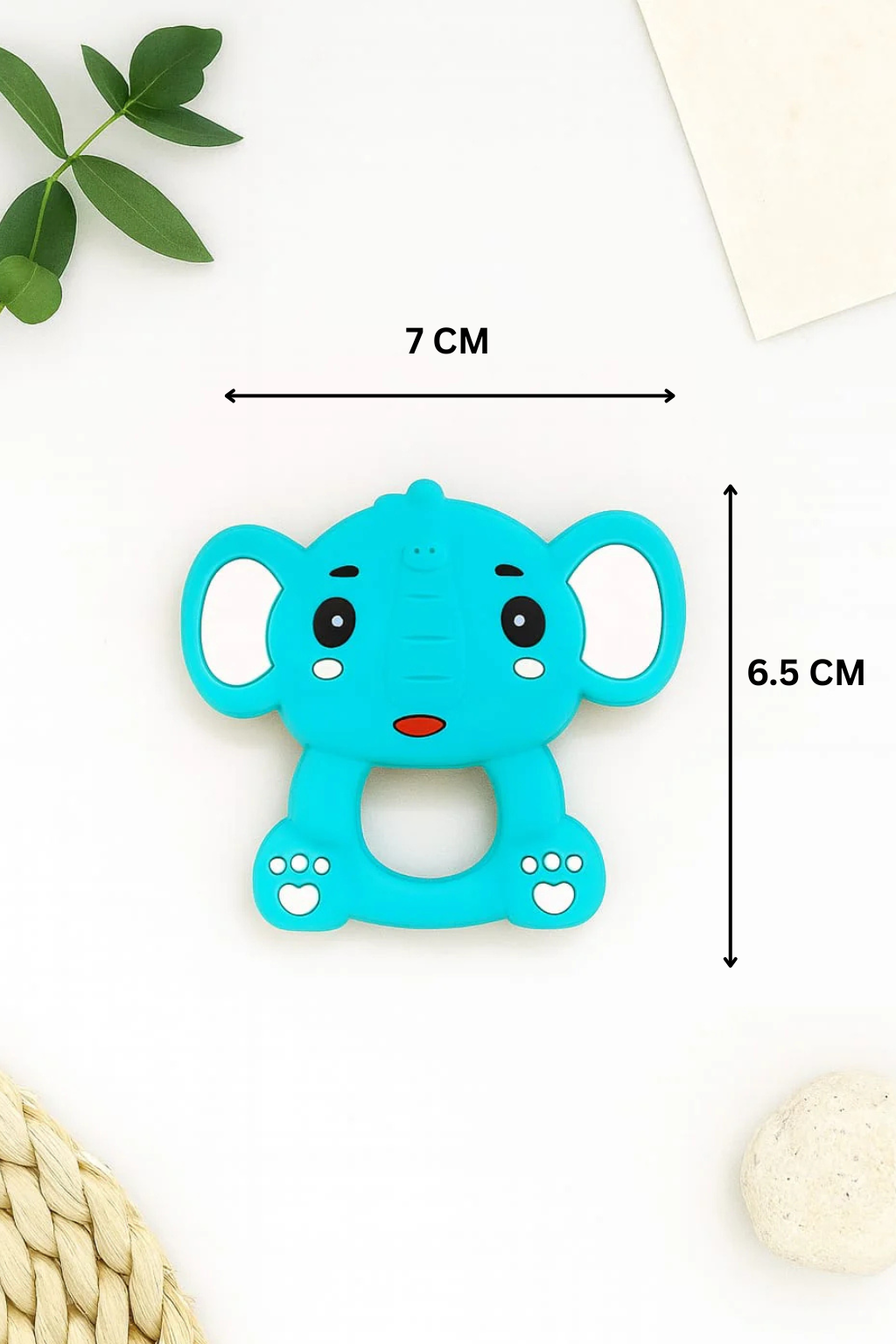 Silicone Cartoon Teether - Elephant (Turquoise)