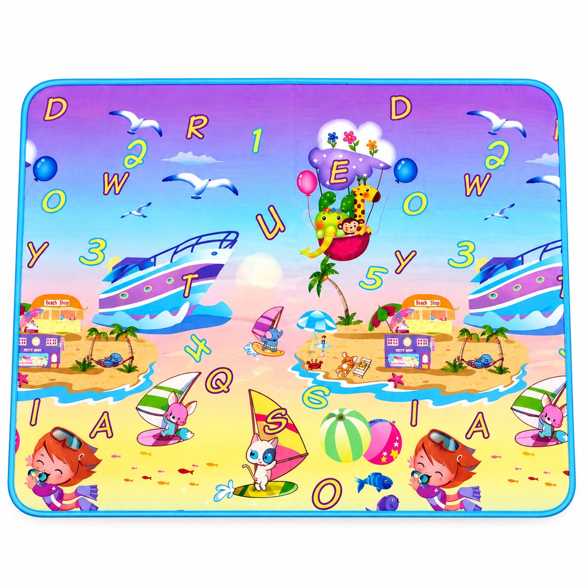 Reversible Baby Play Mat - Circus Fun & Ocean Sun