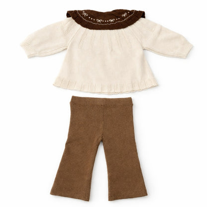 Knitted Ruffle Top & Pant Co-ord Set - Cocoa Cuddles