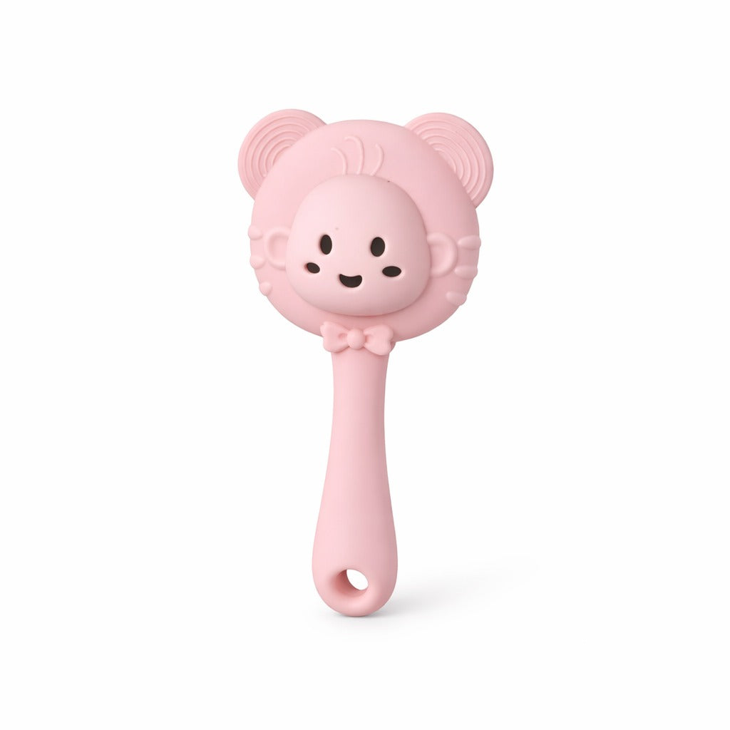 Silicone Penguin Rattle Teether - Powder Pink