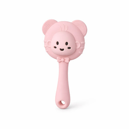 Silicone Penguin Rattle Teether - Powder Pink
