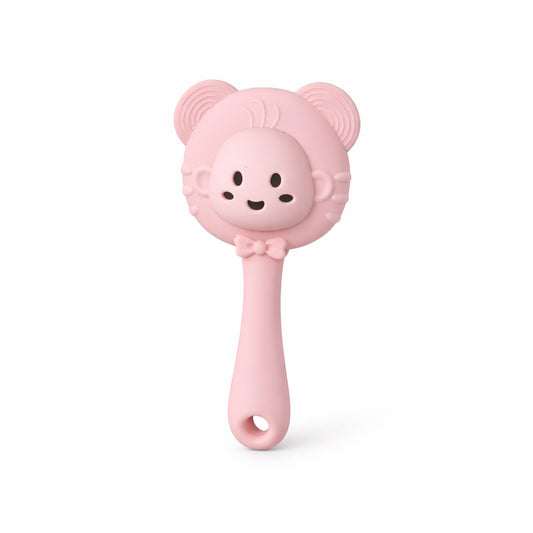 Silicone Penguin Rattle Teether - Powder Pink