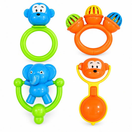 Baby Rattle Toy Set 4pc - Blue Teddy