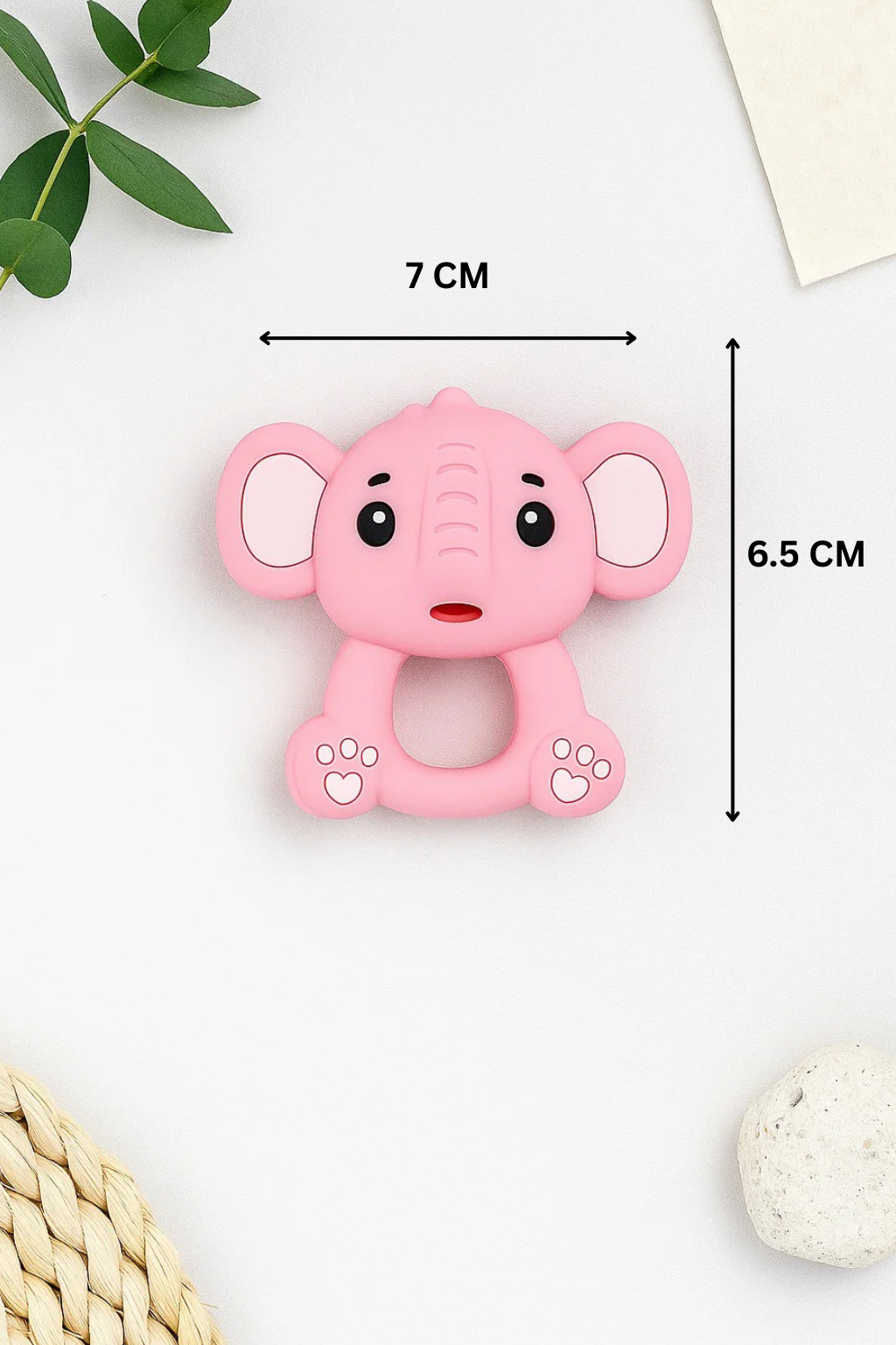 Silicone Cartoon Teether - Elephent (Pink)