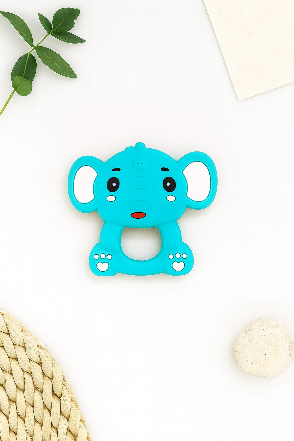 Silicone Cartoon Teether - Elephant (Turquoise)