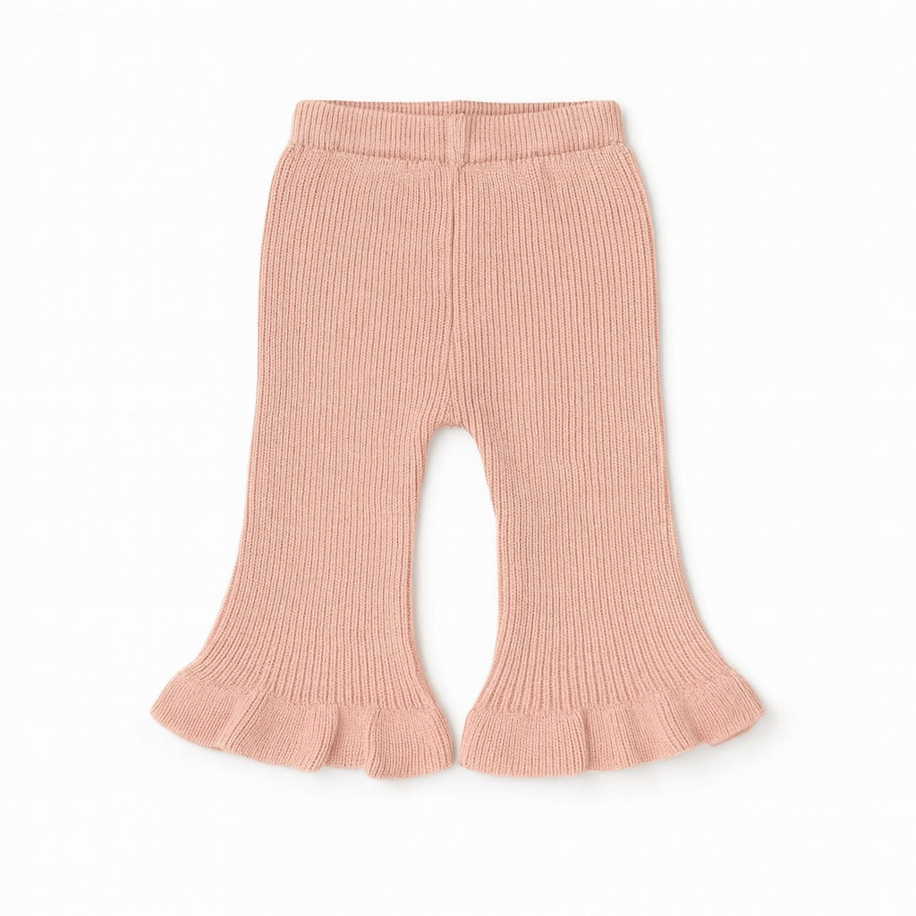 Knitted Bow Top & Pant Co-ord Set - Berry Ruffle