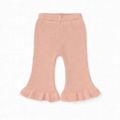 Knitted Bow Top & Pant Co-ord Set - Berry Ruffle
