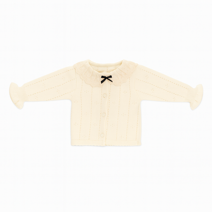 Knitted Baby Sweater - Vanilla Bow
