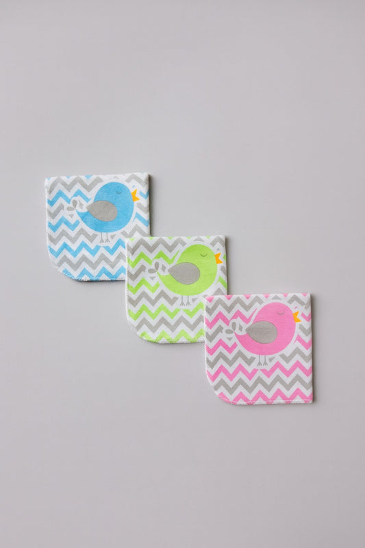 Washcloth For Baby- 3pc set -Small (Blue, Green, Pink)