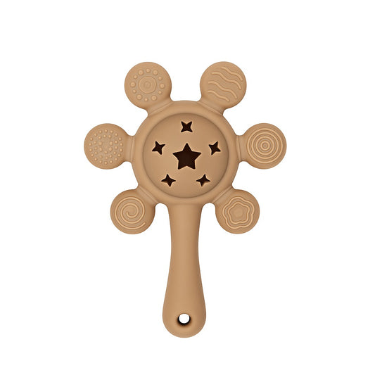 Silicone Flower Rattle Teether - Soft Cocoa