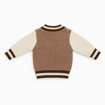 Knitted Sweater with Button - Caramel Munchkin