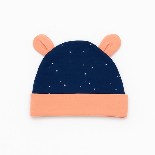 Beanie With Teddy Ears - Starry Sky