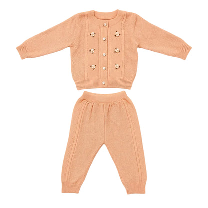 Knitted Top & Pant Co-ord Set - Peachy Blossom