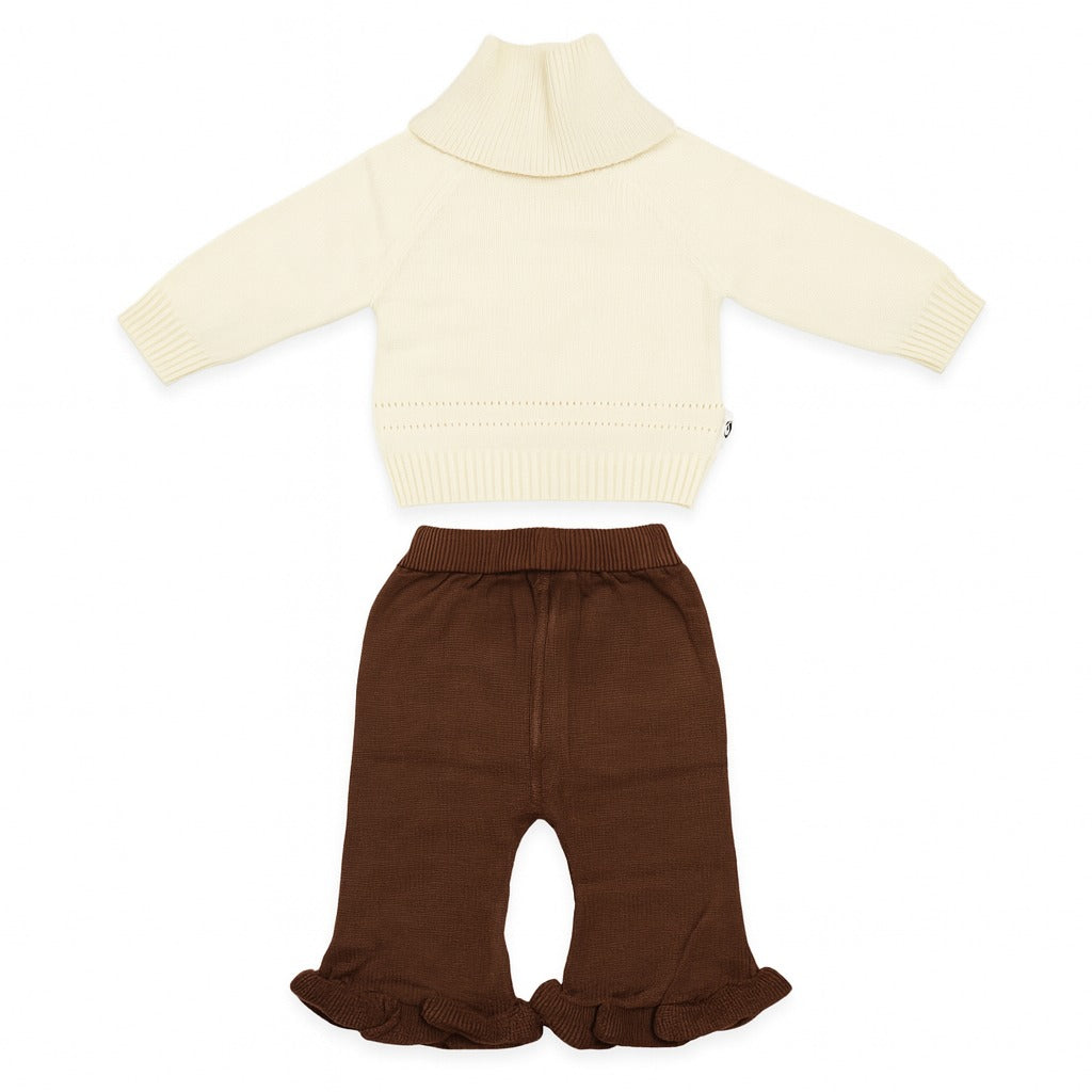 Knitted Muffler Top & Pant Co-ord Set - Caramel Floss