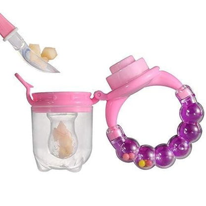 Silicone Fruit Nibbler - Pink Bubble Handle
