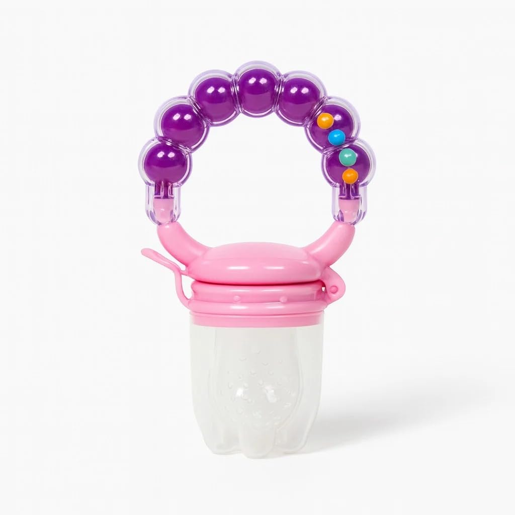 Silicone Fruit Nibbler - Pink Bubble Handle