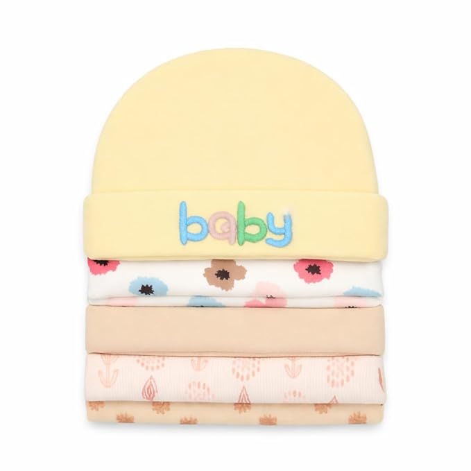 Unisex Baby Beanies Set of 5 - Golden Blossom