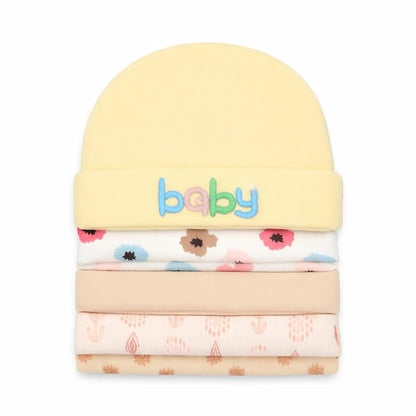 Unisex Baby Beanies Set of 5 - Golden Blossom