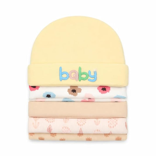 Unisex Baby Beanies Set of 5 - Golden Blossom