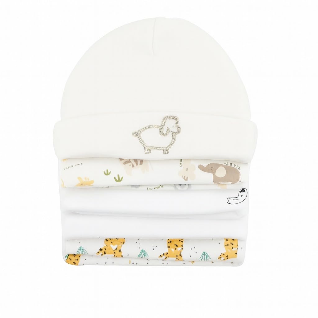 Unisex Baby Beanies Set of 5 - Little Lamb