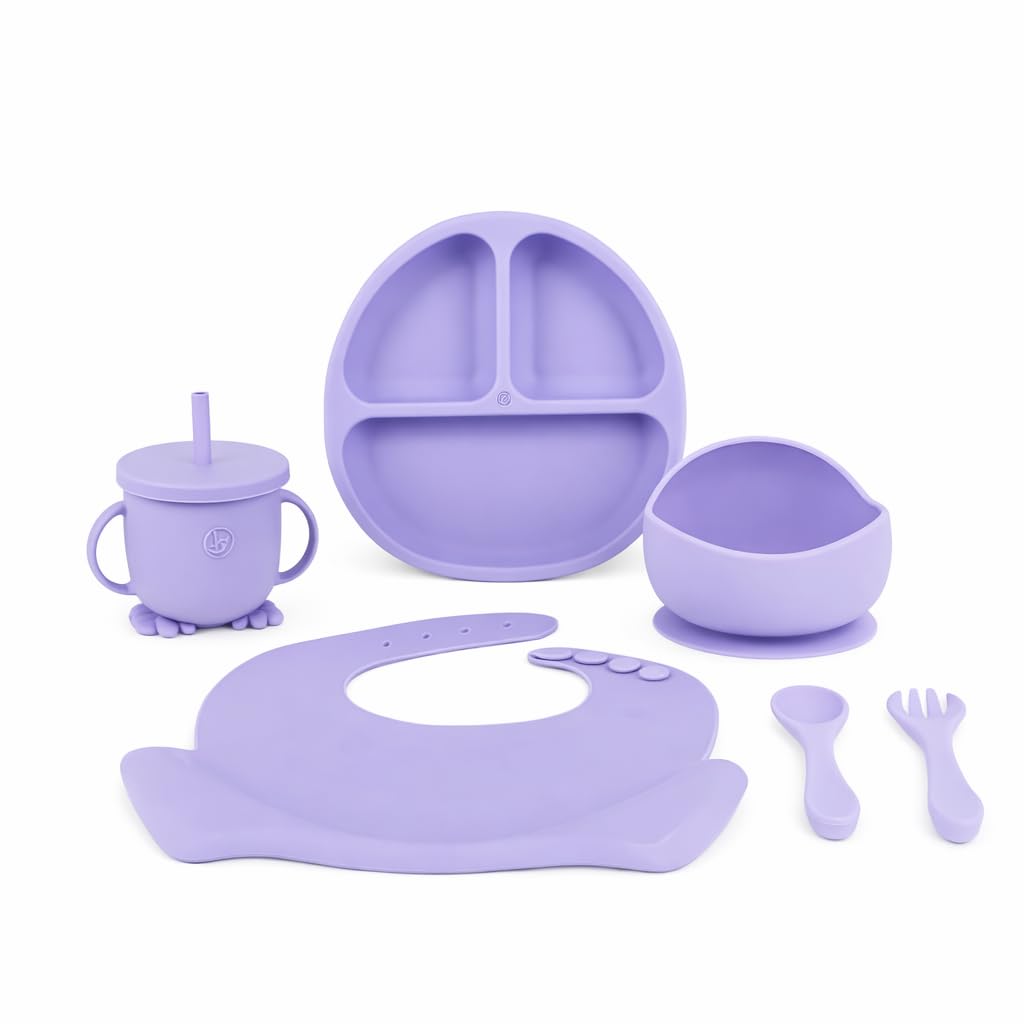 6 pcs Silicone Feeding Sets- Purple Round