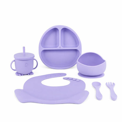 6 pcs Silicone Feeding Sets- Purple Round