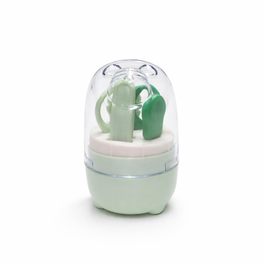4-in-1 Bear Baby Grooming Kit with Scissors, Nail Filer, Tweezer & Clipper - Green