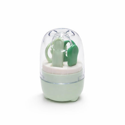 4-in-1 Bear Baby Grooming Kit with Scissors, Nail Filer, Tweezer & Clipper - Green