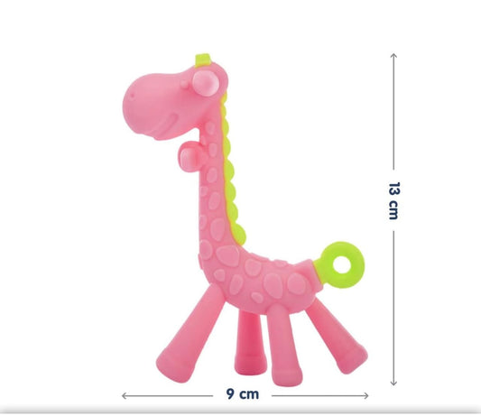 Silicone Giraffe Teether - (Pink)