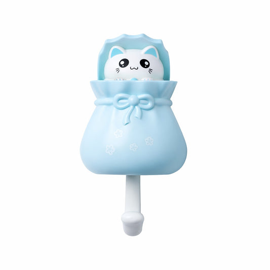 Adhesive Multipurpose Wall Hook for Towels, Bags & Clothes - Blue Teddy