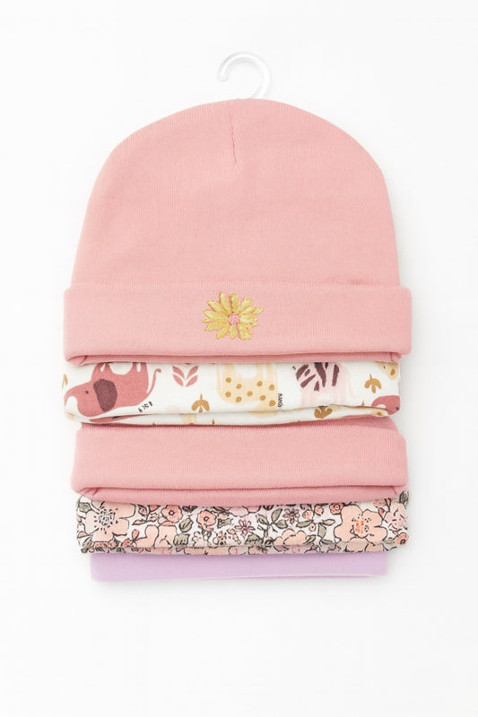 Unisex Baby Beanies Set of 5 - Petal Safari