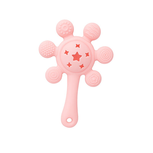 Silicone Flower Rattle Teether - Soft Peach