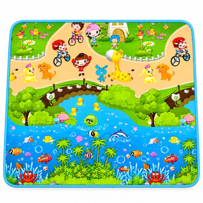 Reversible Baby Play Mat - Train Ride & Ocean Tide