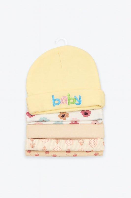 Unisex Baby Beanies Set of 5 - Golden Blossom