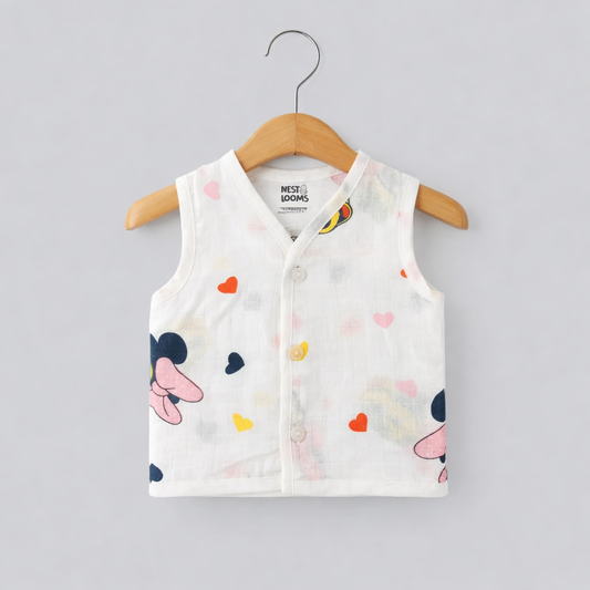 Sleeveless Jhabla With Button - Mickey Love