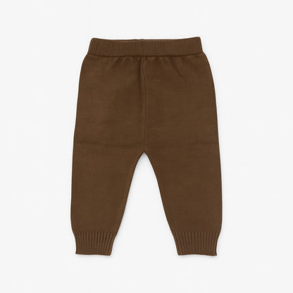 Knitted Sweater Pant Co-ord Set with Button - Beige Cookie