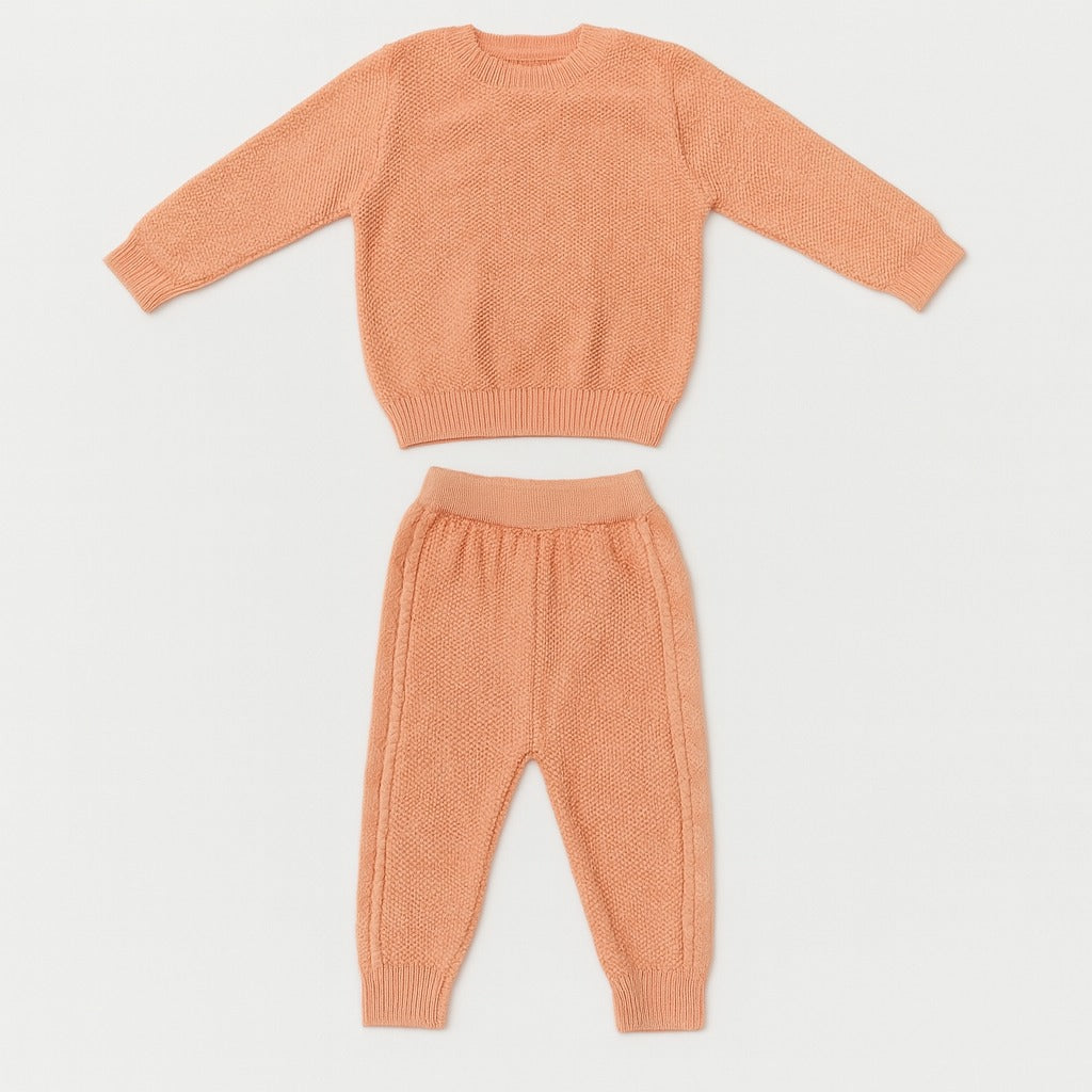 Knitted Top & Pant Co-ord Set - Peachy Blossom