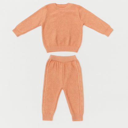 Knitted Top & Pant Co-ord Set - Peachy Blossom