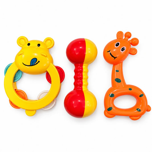 Baby Rattle Toy Set 3pc - Yellow Hippo