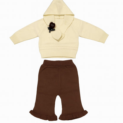 Knitted Muffler Top & Pant Co-ord Set - Caramel Floss
