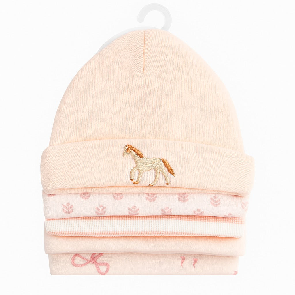 Unisex Baby Beanies Set of 5 - Peachy Horse