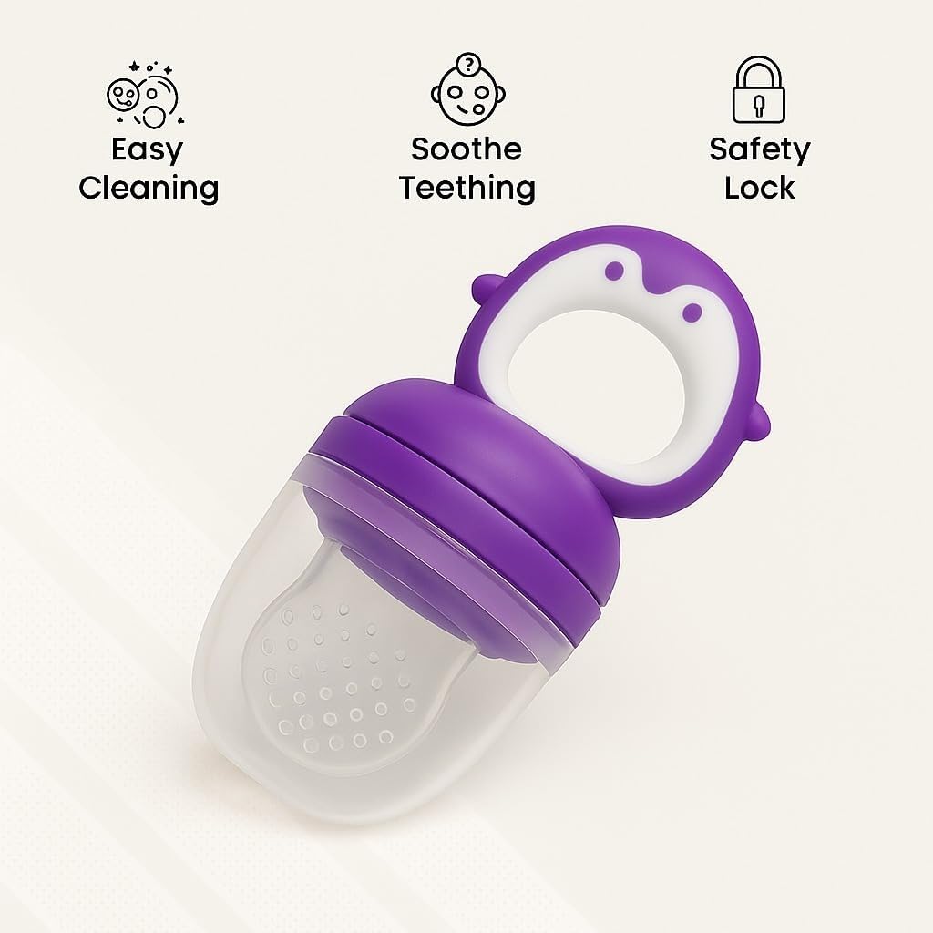 Silicone Fruit Nibbler - Purple Penguin Pop