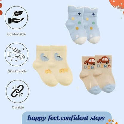 Unisex Baby Socks- set of 3 Yellow, Brown & Blue