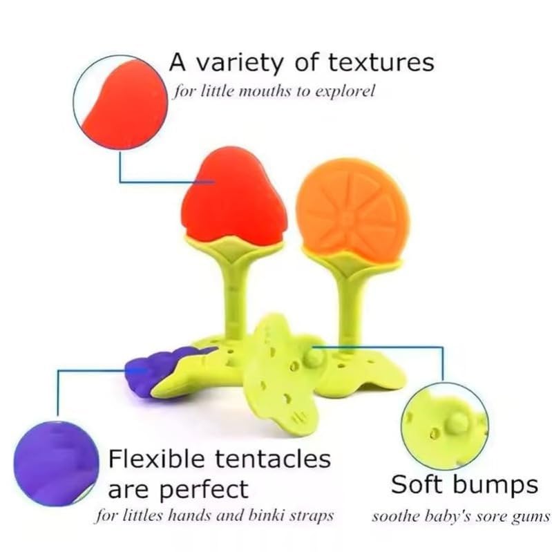 Silicone Fruit Shape Teether - Combo Of 5