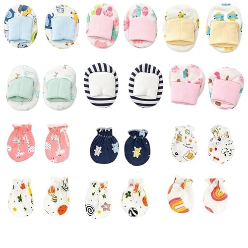 Baby Assorted Combo - Set of 6 Mittens & 6 Booties (Mix Print)