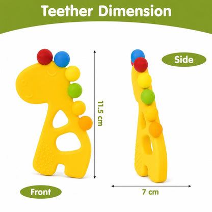 Silicone Rainbow Dino Teether - (Yellow)