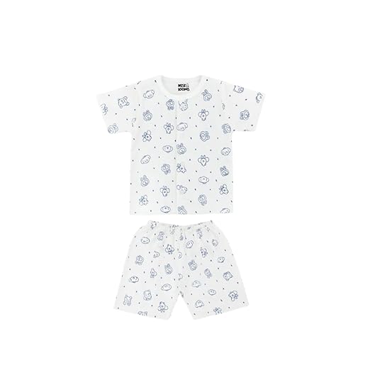 Half Sleeves Jhabla Set - Organic Cotton Muslin - Bunny & Bear