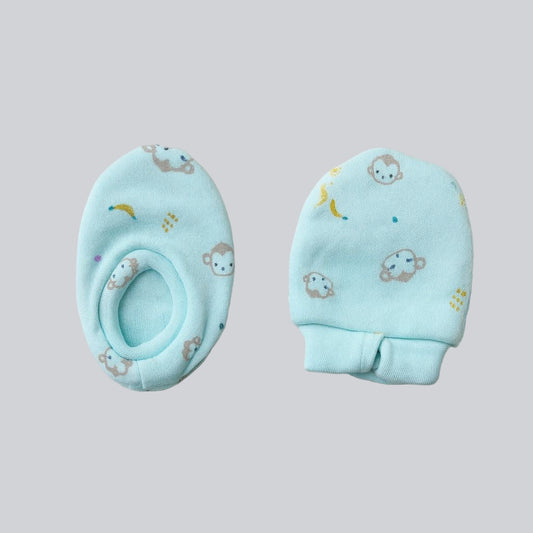 Baby Mittens & Booties- Sky Blue Cow Face