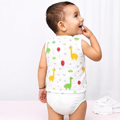 Sleeveless Jhabla With Button - Giraffe Safari