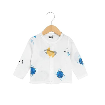 Muslin Full Sleeves Jhabla Set - Organic Cotton Muslin - Space Bear